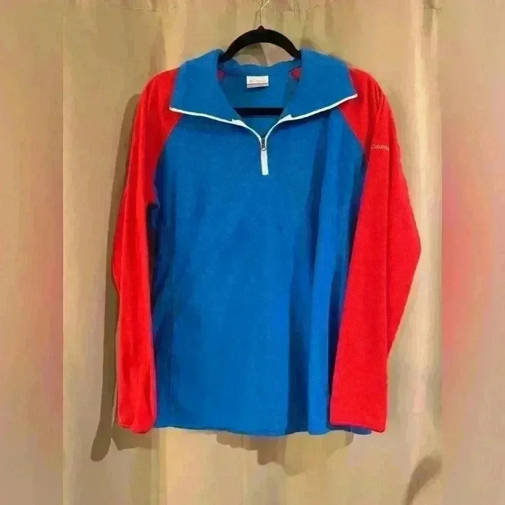 Women’s Red&Blue Fleece Columbia Pullover